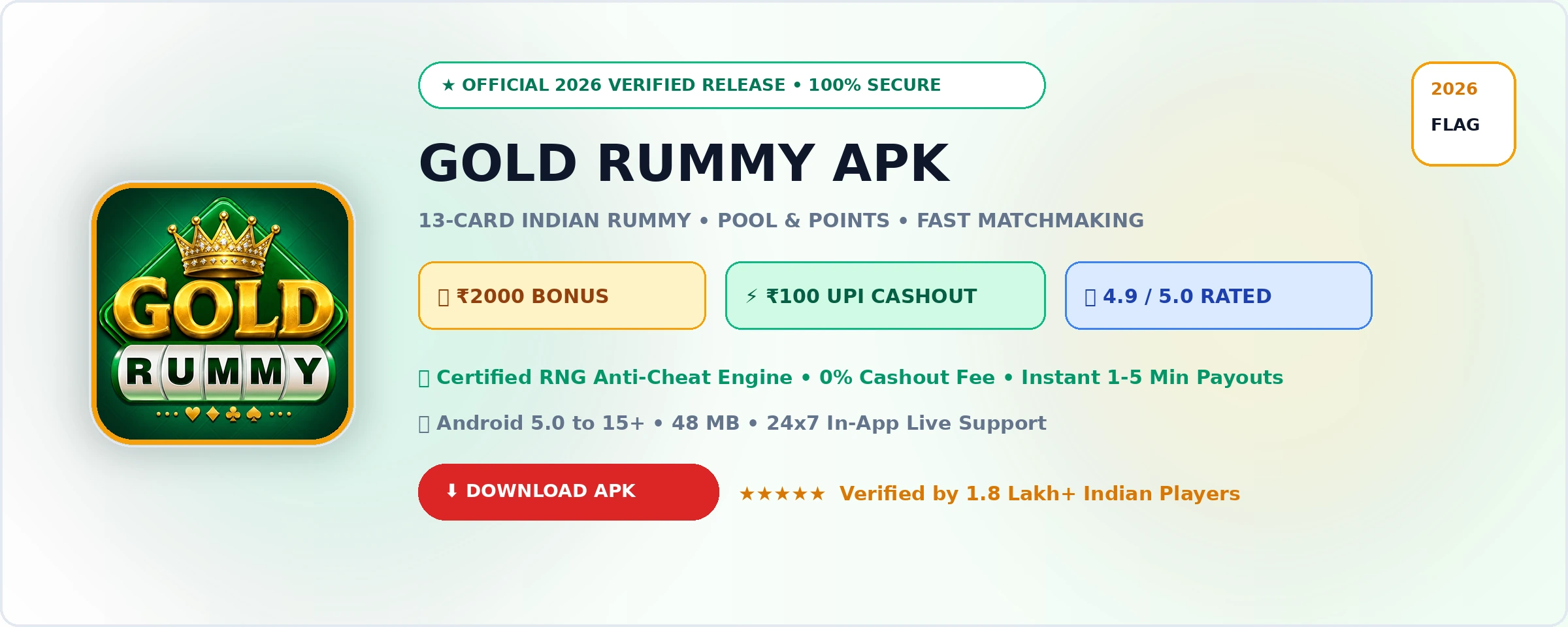 Gold Rummy Official 2026 Game Banner